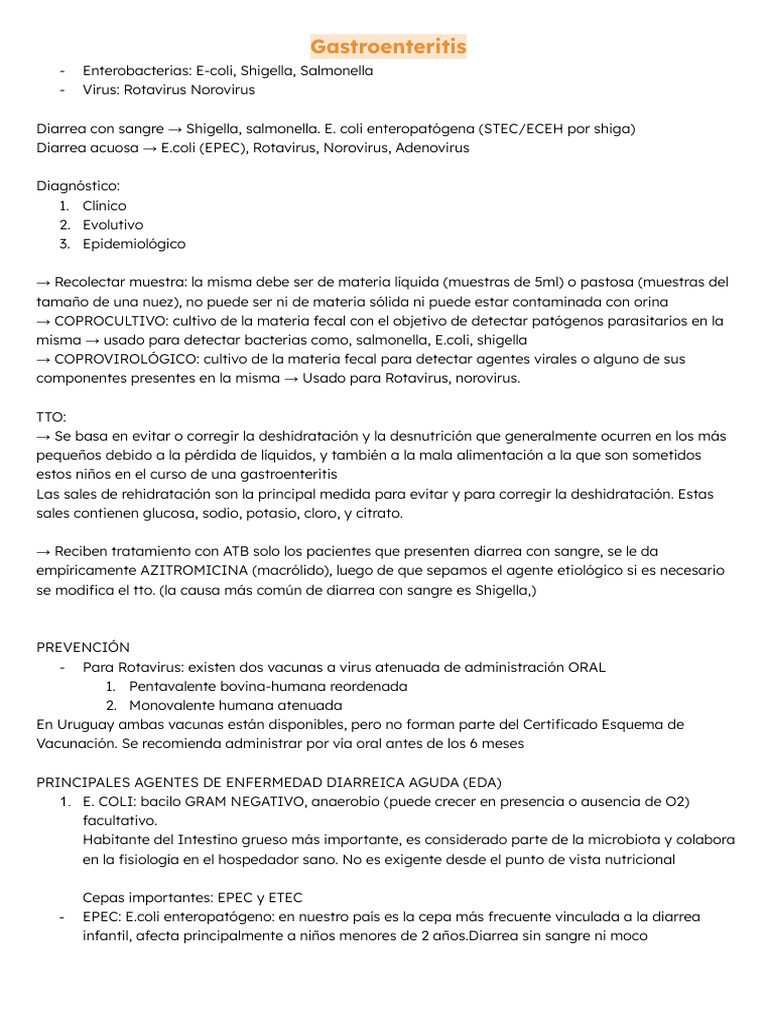 Gastroenteritis, BCP | PDF | Diarrea | Escherichia coli