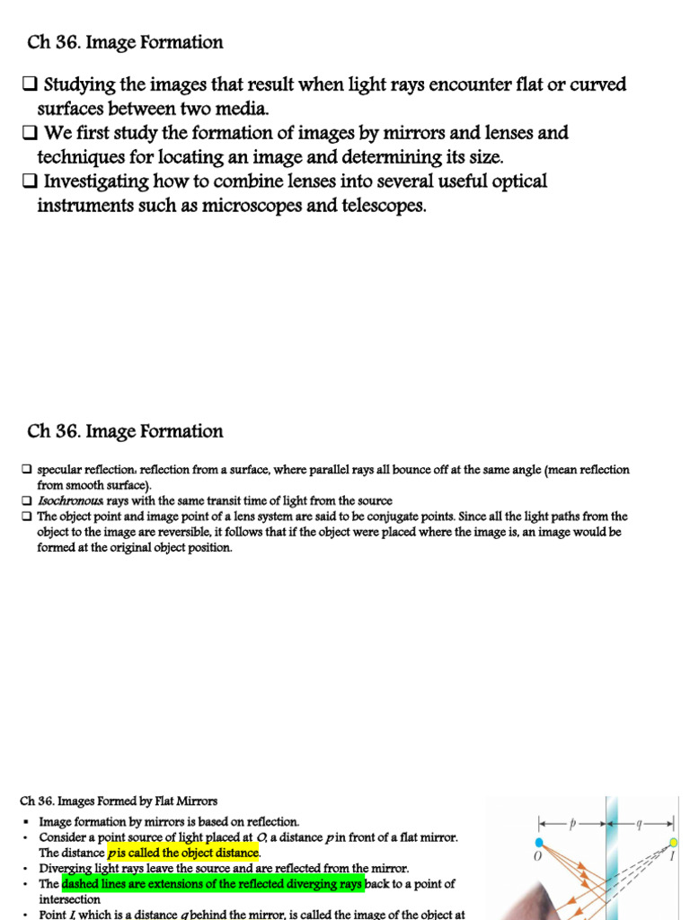 Ch 36 Image formation | PDF | Mirror | Reflection (Physics)