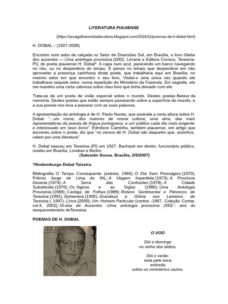 Poemas e Vida de H. Dobal | PDF | Morte | Brasil