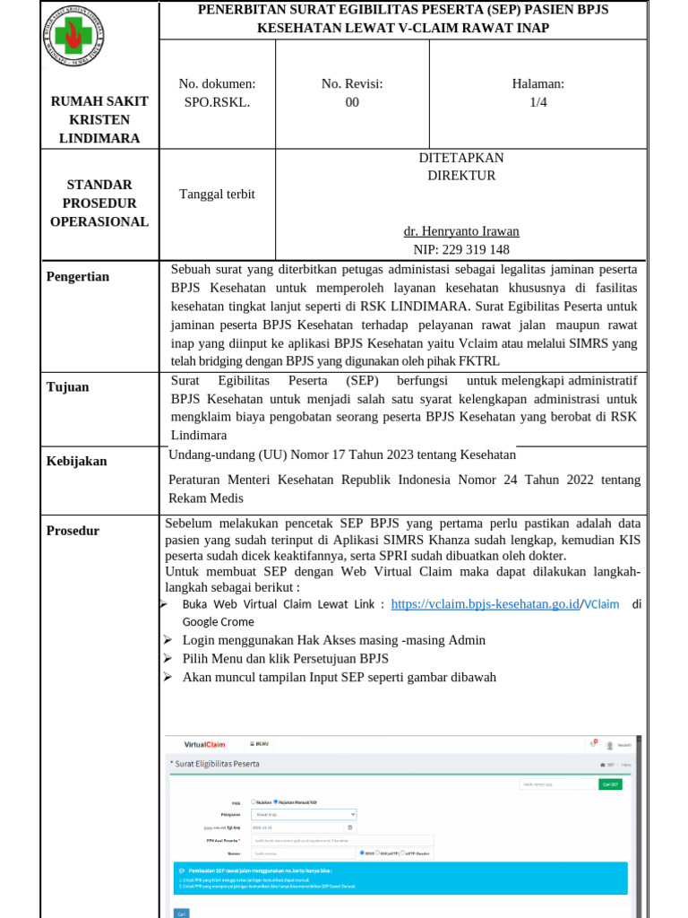 Prosedur Penerbitan SEP BPJS Kesehatan | PDF