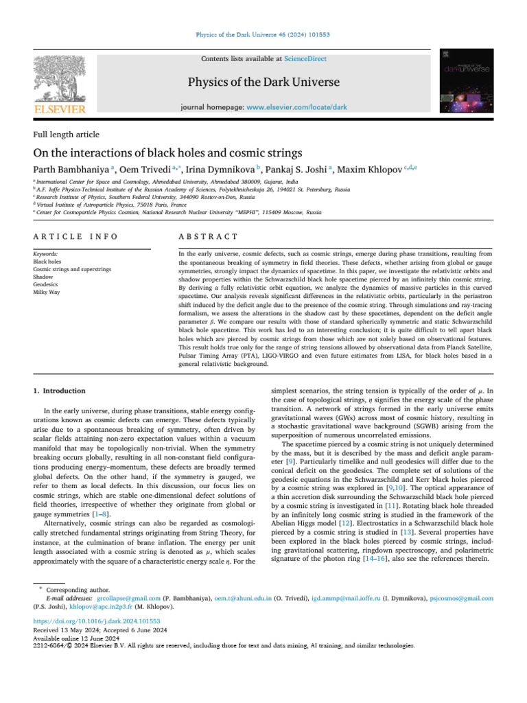 Black Holes & Cosmic Strings | PDF | General Relativity | Black Hole