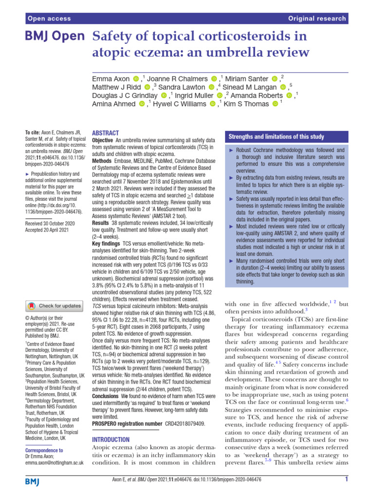 02 - Safety of Topical Corticosteroids - 2021 | PDF | Systematic Review ...