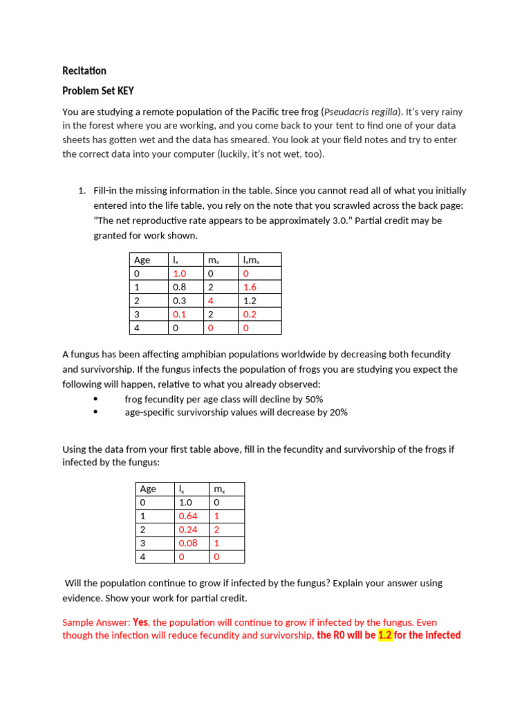 Recitation+11+Problem+Set+ +SP23 KEY | PDF | Population Growth