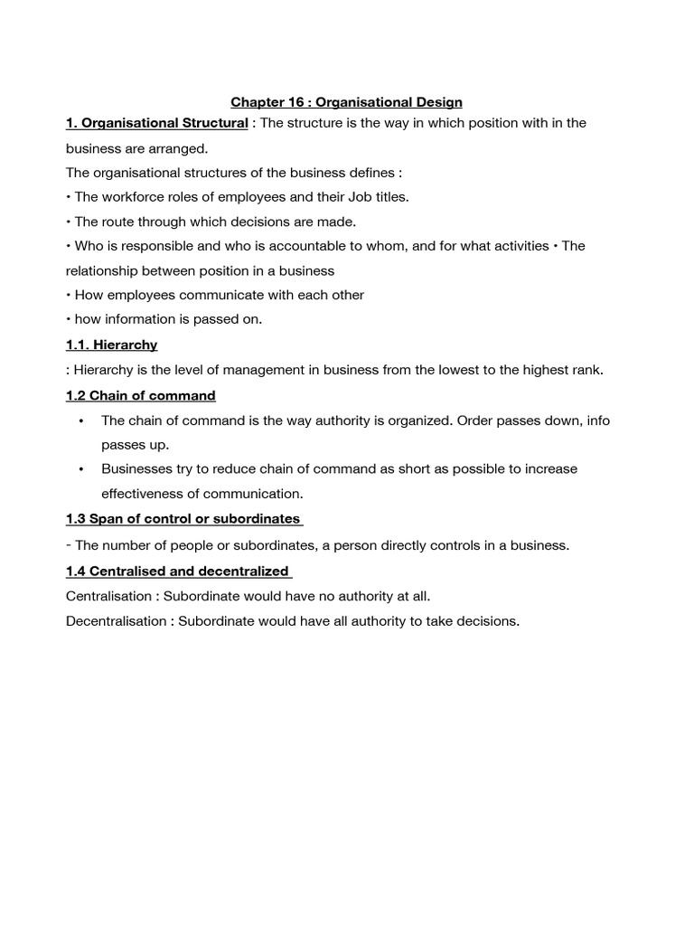 Organisational Design | PDF | Organizational Structure | Hierarchy