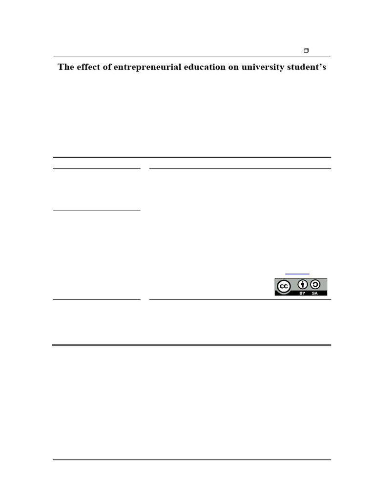 Impact of Entrepreneurial Education on Students | PDF ...