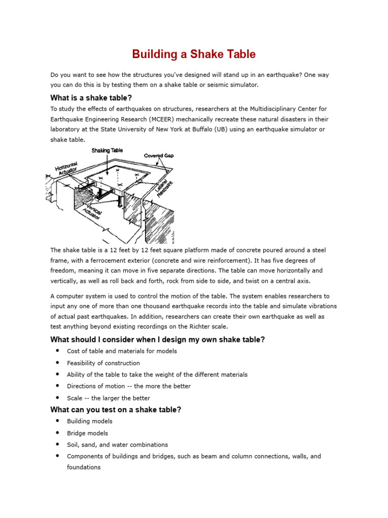 Building A Shake Table | PDF | Earthquakes