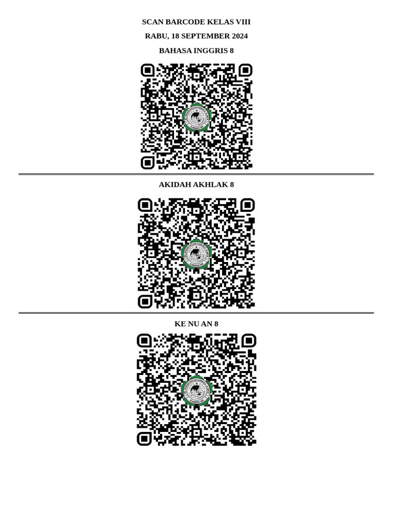 Scan Barcode Kelas Viii | PDF