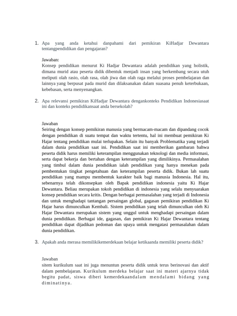 Pemikiran Ki Hadjar Dewantara dalam Pendidikan | PDF