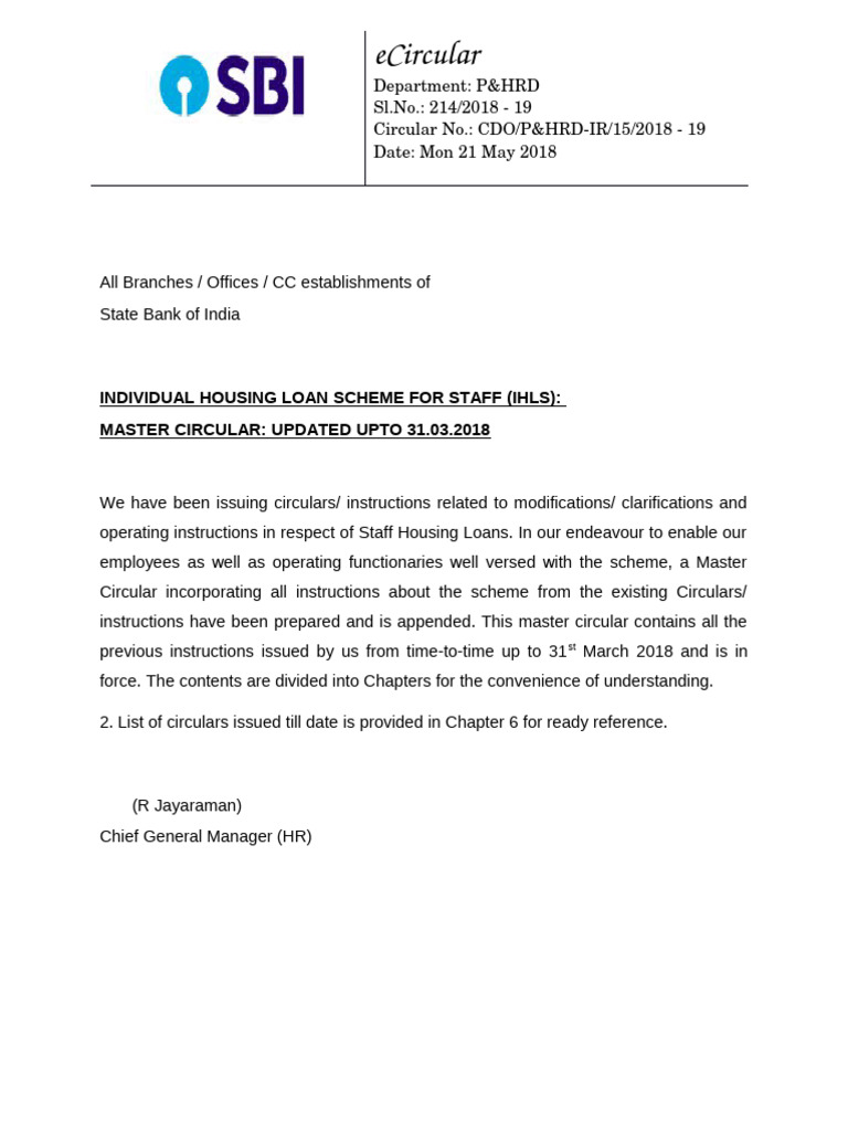 Staff hl master circular pdf loans mortgages