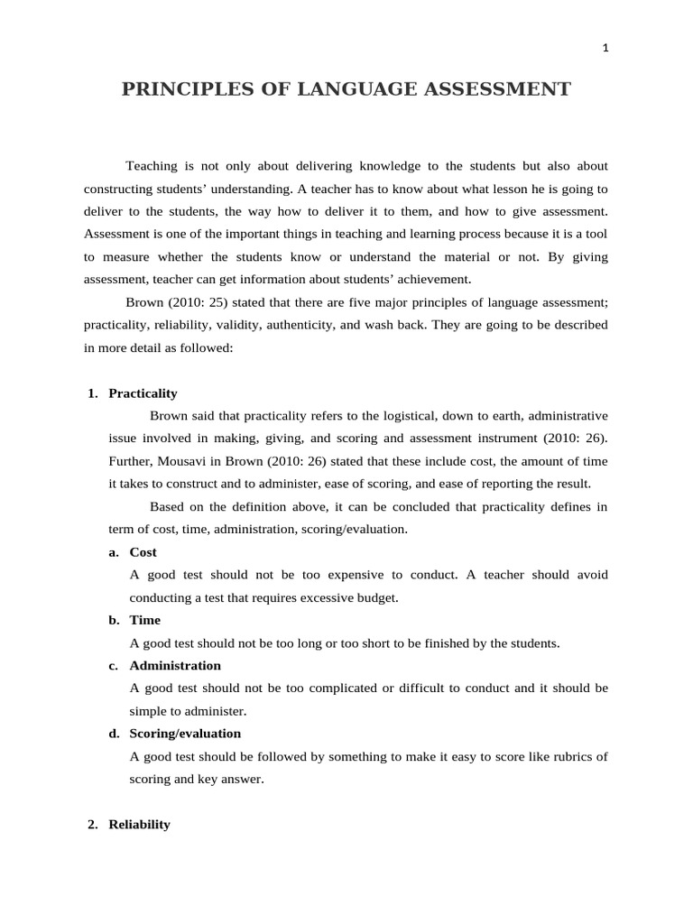 Key Principles of Language Assessment | PDF | Validity (Statistics ...