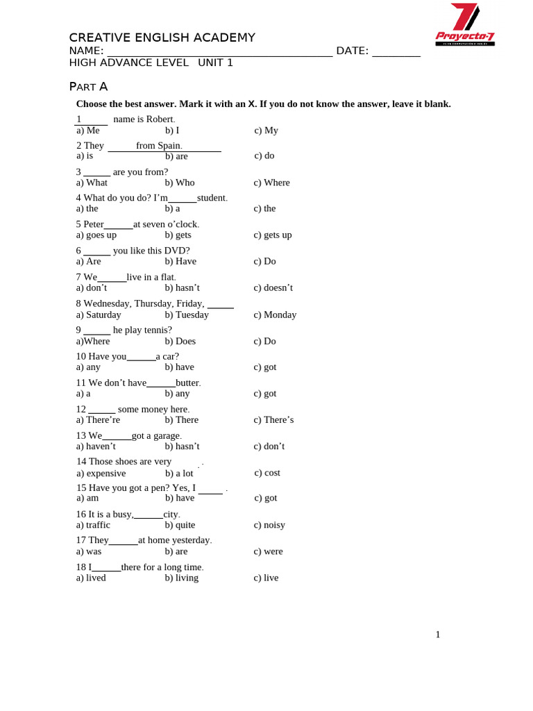 High Advance English Practice Test | PDF