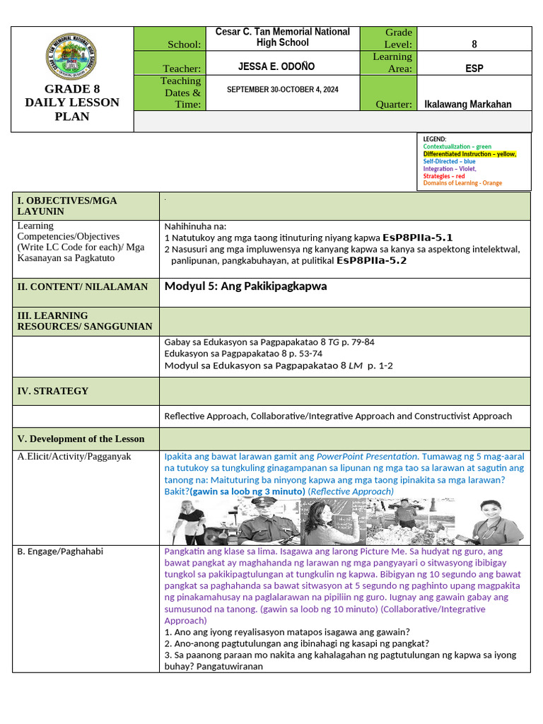 EsP 8 - 2nd Q Week 1 DLL | PDF