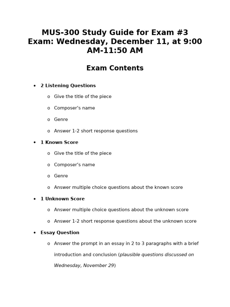 MUS-300 Exam #3 Study Guide | PDF | Johann Sebastian Bach | Classical Music