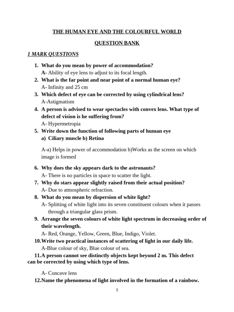 Human Eye: Vision Defects & Light Phenomena | PDF | Eye | Rainbow