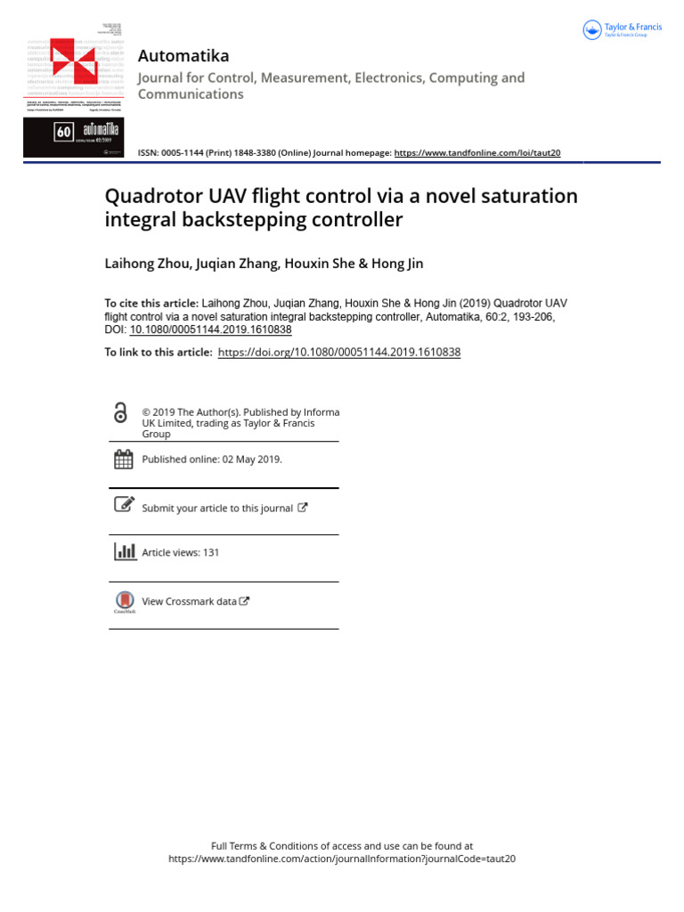 Quadrotor UAV Control with SIBC Method | PDF | Control Theory | Quadcopter