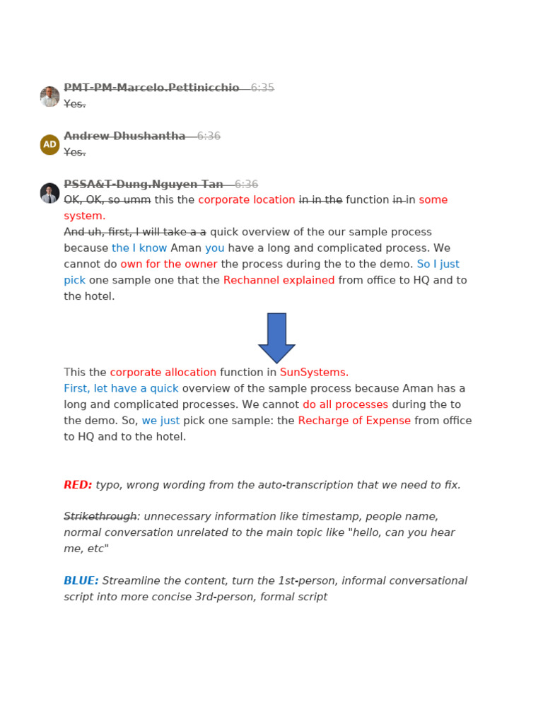 Sample for Demo video transcript edit | PDF