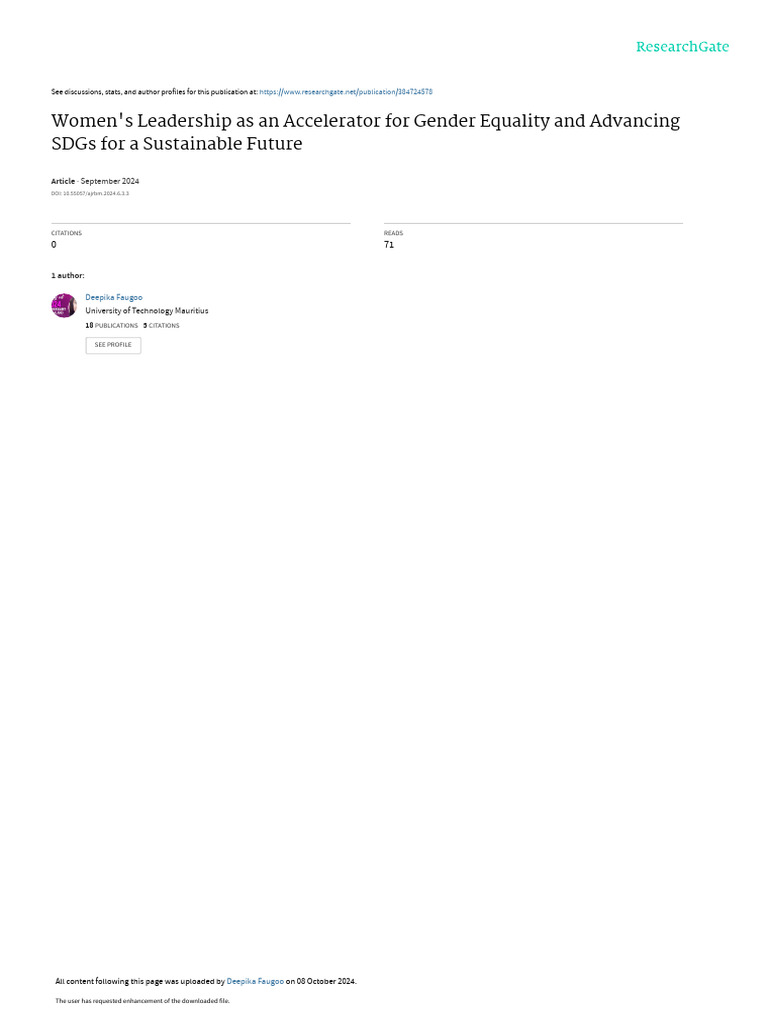 Women's Leadership for Gender Equality | PDF | Sustainability | Gender ...
