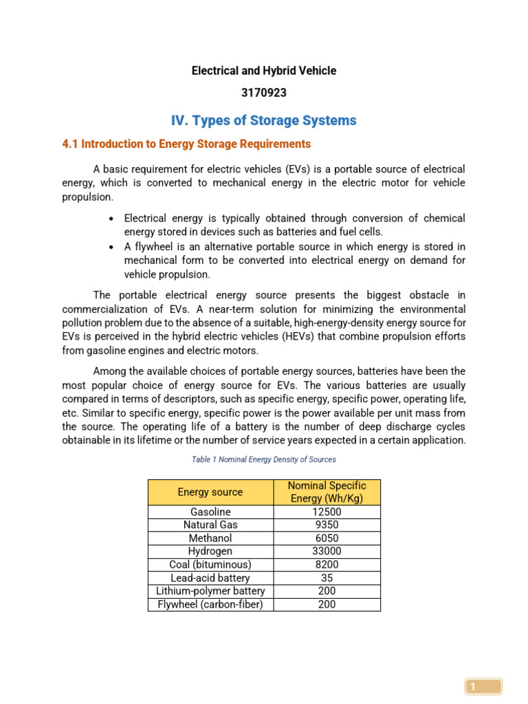 Energy Storage in Electric Vehicles | PDF | Electrode | Electrochemistry