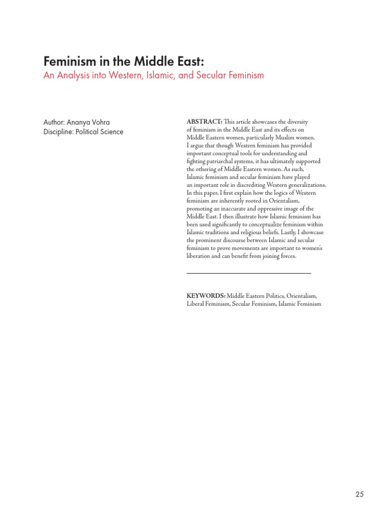 Feminism in The Middle East An Analysis Into Western Islamic 4utfkpd89h ...