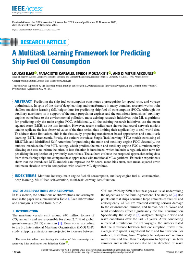 A Multitask Learning Framework For Predicting Ship Fuel Oil Consumption ...