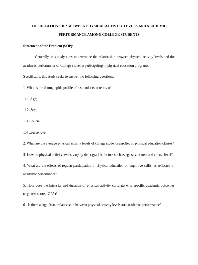 The Relationship Between Physical Activity Levels and Academic ...