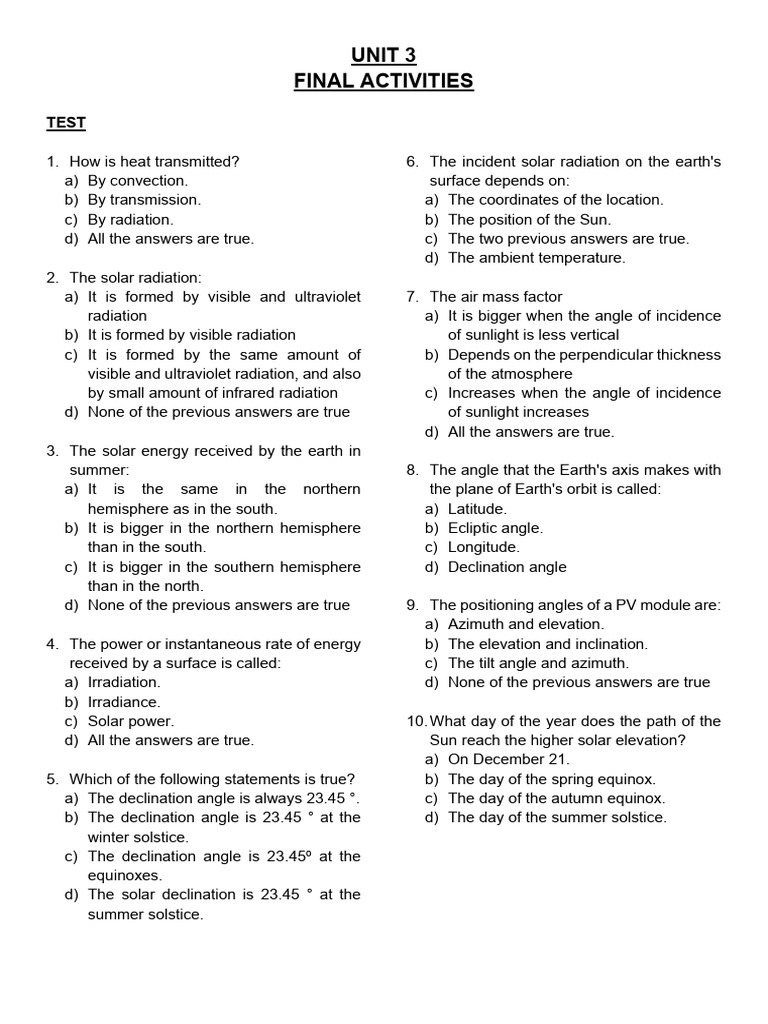 Solar Energy Concepts and Calculations | PDF | Earth | Atmosphere Of Earth