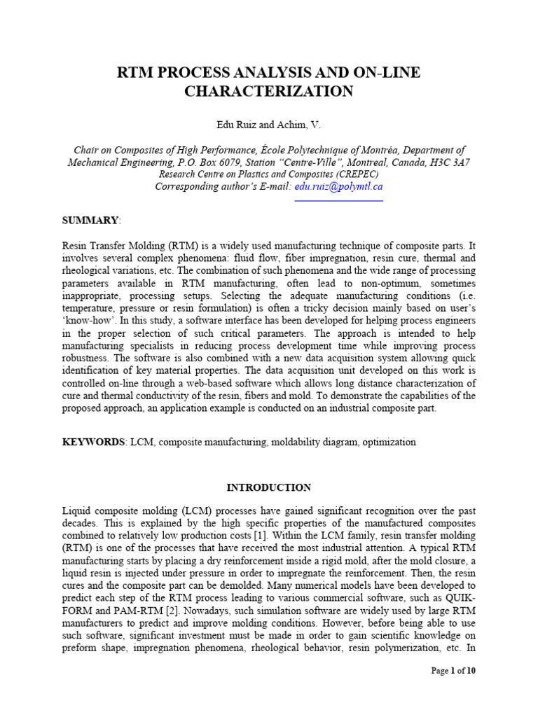 RTM ANALYSIS | PDF | Composite Material | Differential Scanning Calorimetry