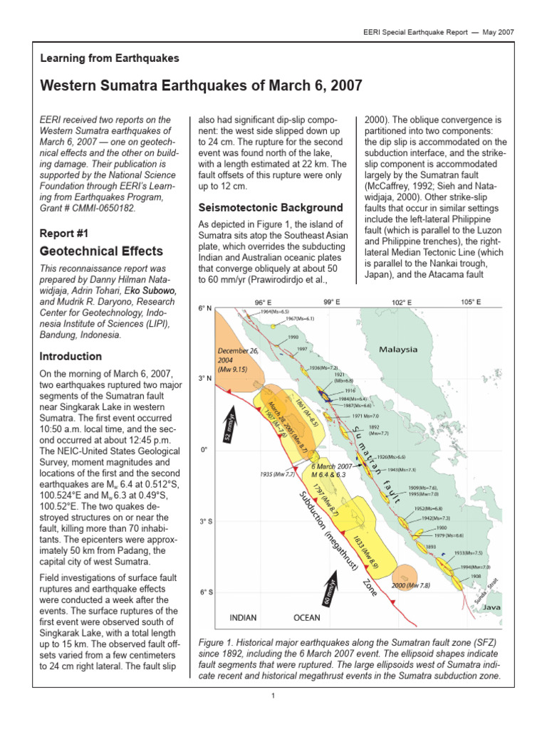 Indonesia West Sumatra Report | PDF | Fault (Geology) | Earthquakes