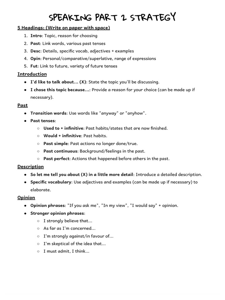 Speaking Part 2 Strategy Guide | PDF