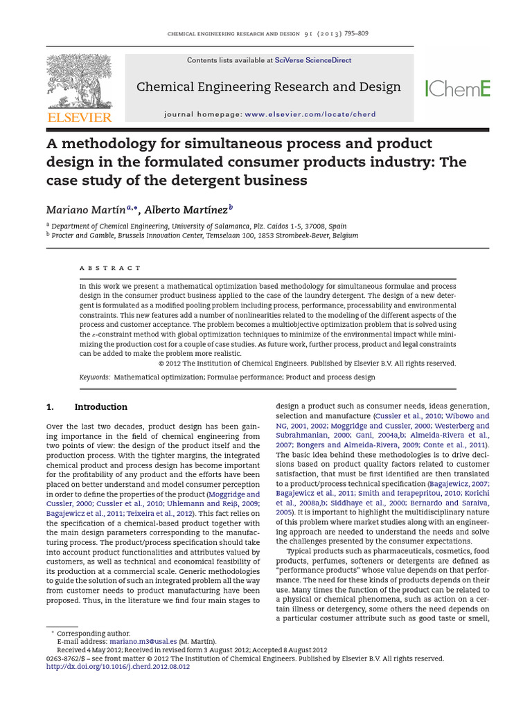 Simultaneous Design in Detergent Production | PDF | Detergent