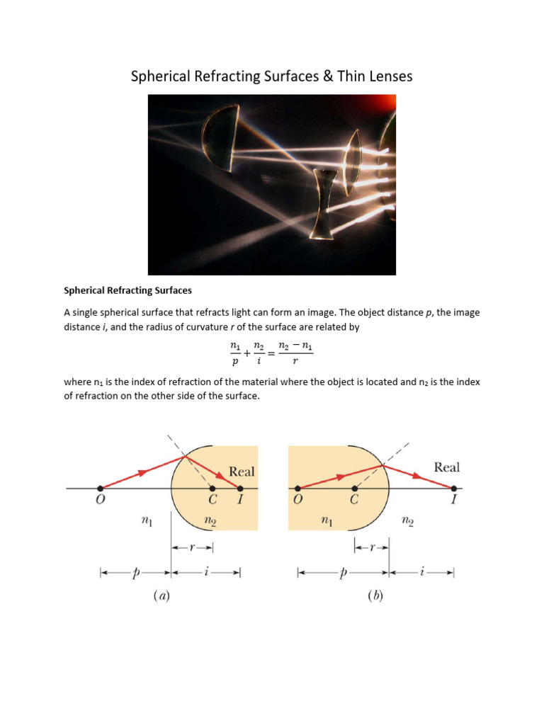 Spherical Surfaces and Thin Lenses Explained | PDF | Atomic ...