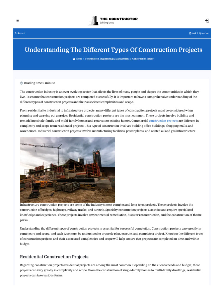Understanding The Different Types of Construction Projects | PDF ...