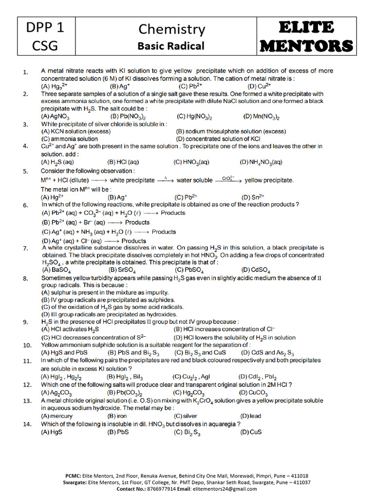 Elite Mentors Contact and Answer Key | PDF