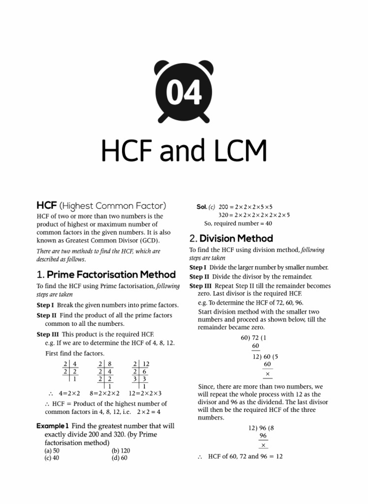 HCF and LCM | PDF