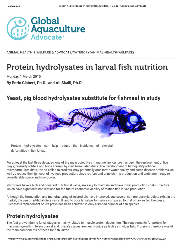 Protein Hydrolysates Larval Fish Nutrition | PDF | Proteins | Digestion