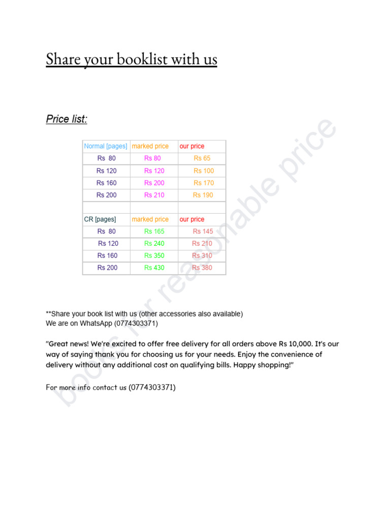 Share Your Booklist With Us | PDF