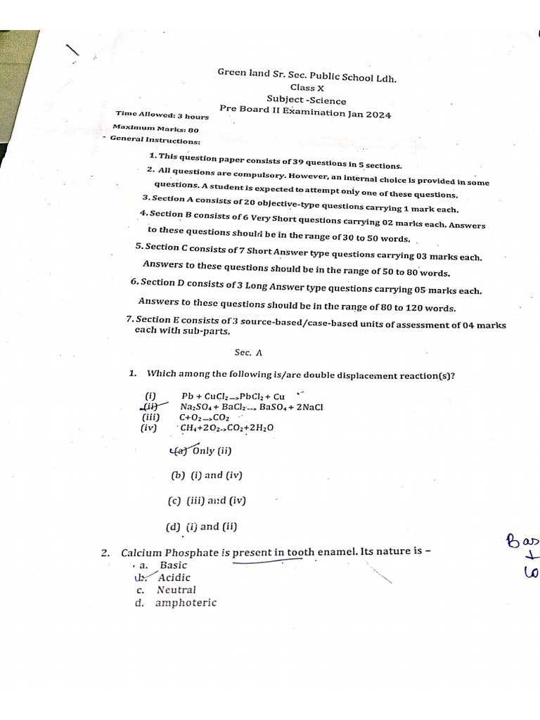 Science Question Paper | PDF
