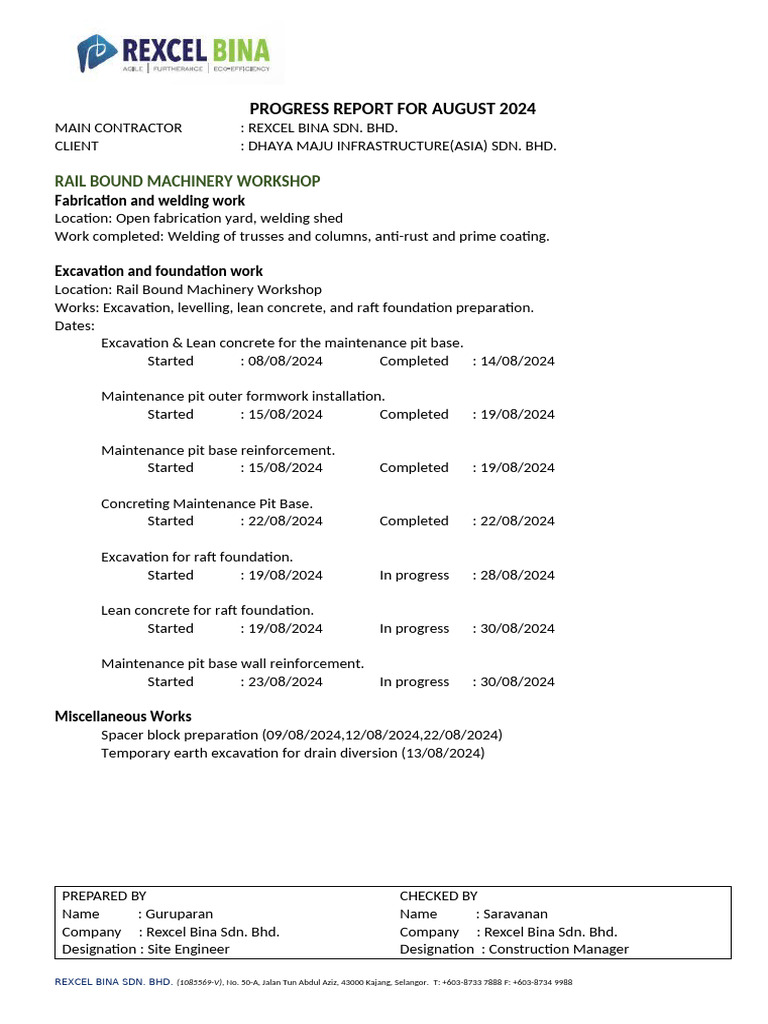 August 2024 Construction Progress Report | PDF | Building Technology ...
