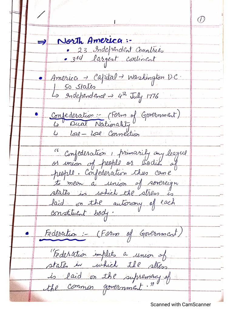 World Geography Notes: North America Continent Handwritten Notes Pdf – BFEG