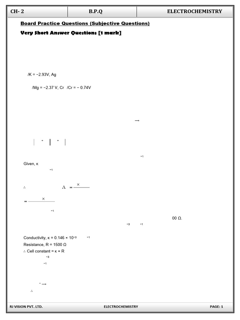 Electrochemistry Practice Problems | PDF | Electrochemistry | Chemistry