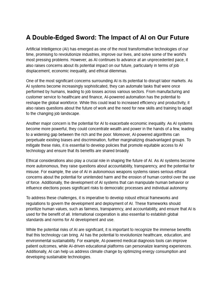 AI's Dual Impact: Risks and Benefits | PDF | Artificial Intelligence ...