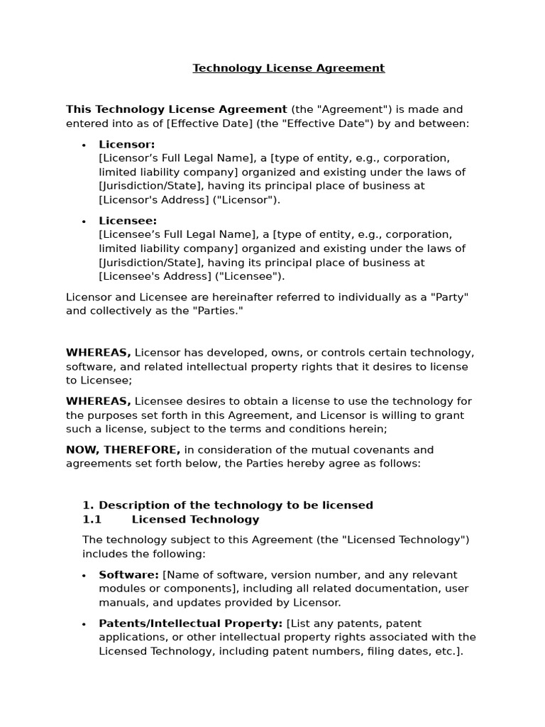Technology License Agreement Overview | PDF | License | Royalty Payment
