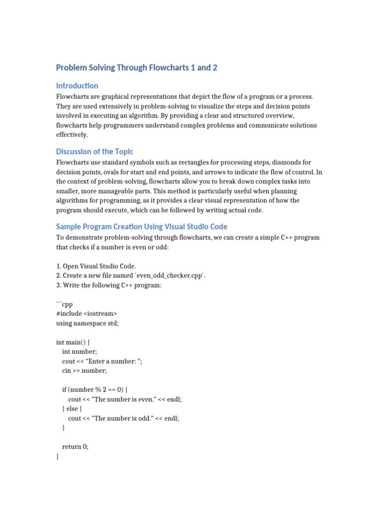 Problem Solving Through Flowcharts | PDF