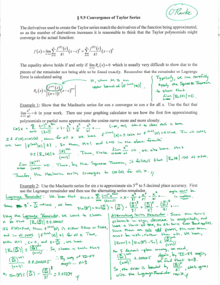 9 9 notes convergence of taylor series pdf