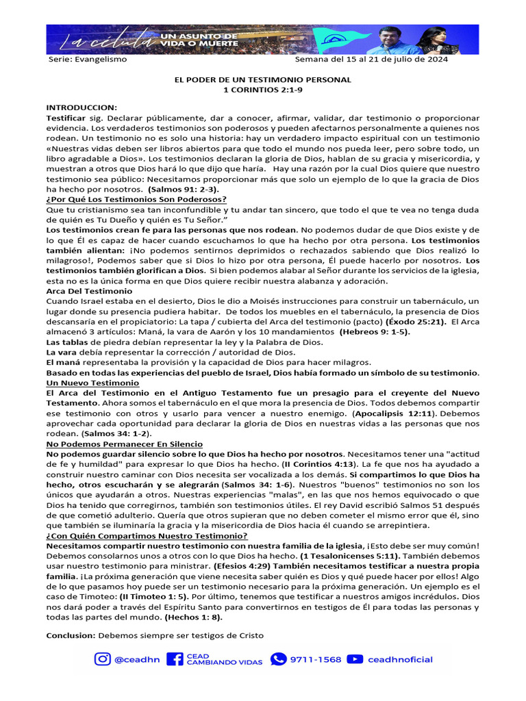 El Poder Del Testimonio Personal | PDF | Arca de la Alianza | Tabernáculo