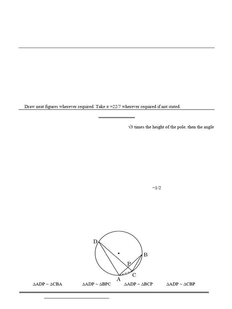 Class X Mathematics Sample Paper 2025 | PDF | Circle | Euclidean Geometry