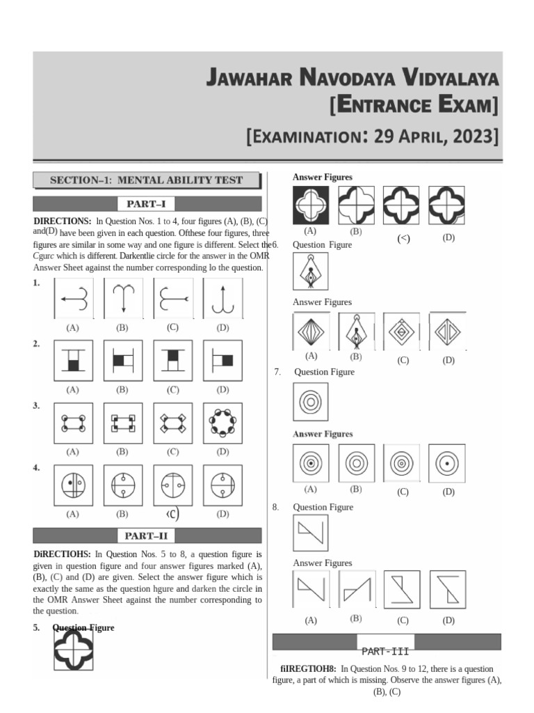 NVS 29 April 2023 Question Paper | PDF