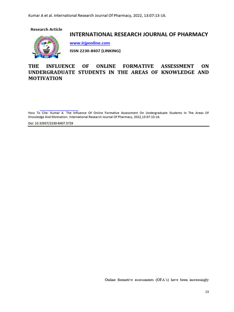 Impact of Online Assessments on Student Motivation | PDF | Cognitive ...