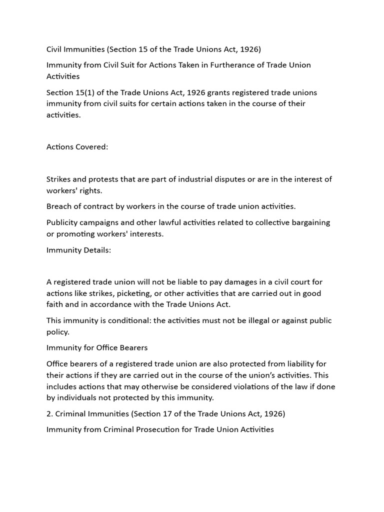 Civil Immunities | PDF | Strike Action | Sovereign Immunity