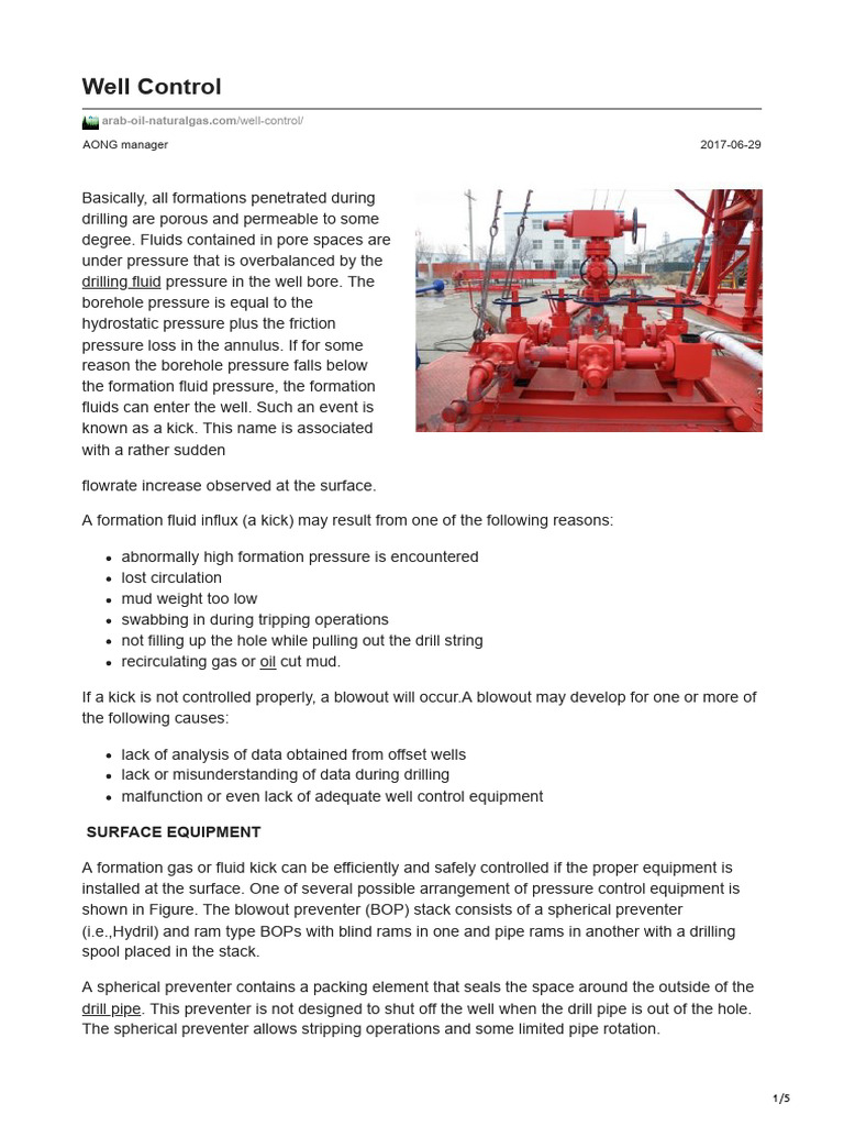 Well Control | PDF | Blowout (Well Drilling) | Mechanical Engineering